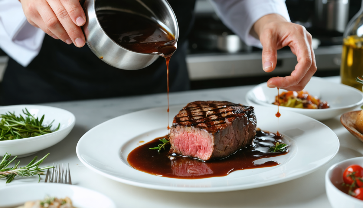 découvrez comment 10 centilitres de jus de viande corsé peuvent transformer vos plats grâce à l'art de la réduction, pour des saveurs intenses et raffinées.