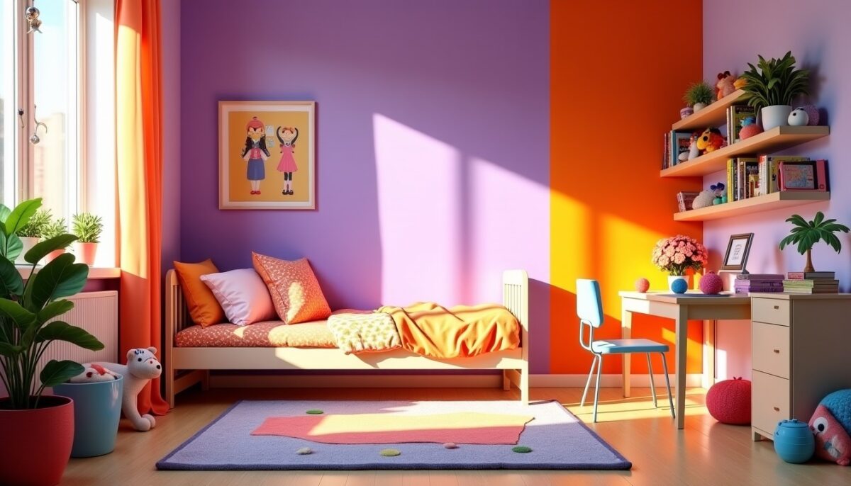 Chambre d’enfant en violet et orange : un havre coloré pour éveiller les sens